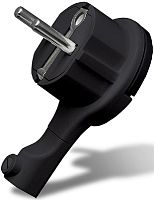 Вилка электрическая с заземлением угловая ультратонкая UNIVersal 16А черный  картинка 